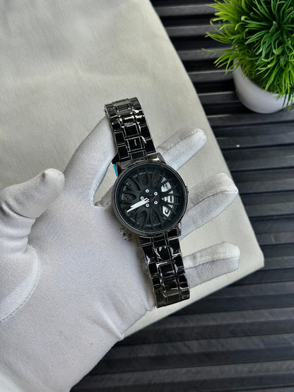 🎁 Branded Men's Sport Quartz Watch Car Wheel Multicolour Dial Wheel Casual Fashion Stainless Steel Alloy Mens &Boy's Luxury Metal Gift Creative Watch (100% off)