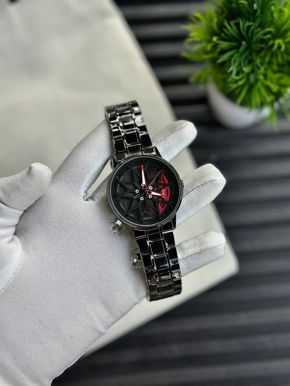 Branded Men's Sport Quartz Watch Car Wheel Multicolour Dial Wheel Casual Fashion Stainless Steel Alloy Mens &Boy's Luxury Metal Gift Creative Watch